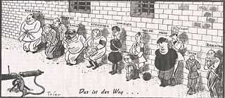 Die Antikriegszeichnung „Das ist der Weg“, die während Triers Exil im Jahr 1943 in England entstand.