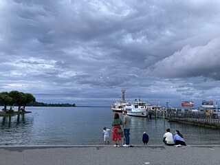 Hafen in Konstanz mit der Statue der Imperia im Hintergrund