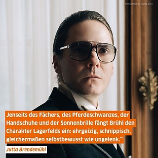 Das Gesicht von Daniel Brühl, der Karl Lagerfeld dargestellt