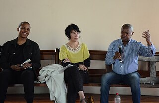 Panelists Kim Gurney and Itumeleng wa Lehulere