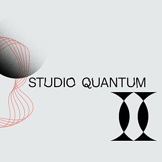 Studio Quantum Logo und Design - Rot mit abstrakten Figuren 