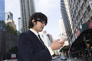 Young man with MP3 player