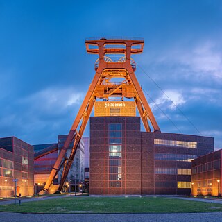 The iconic red twin pithead winding tower is also dubbed the “Eifel Tower of the Ruhr”.