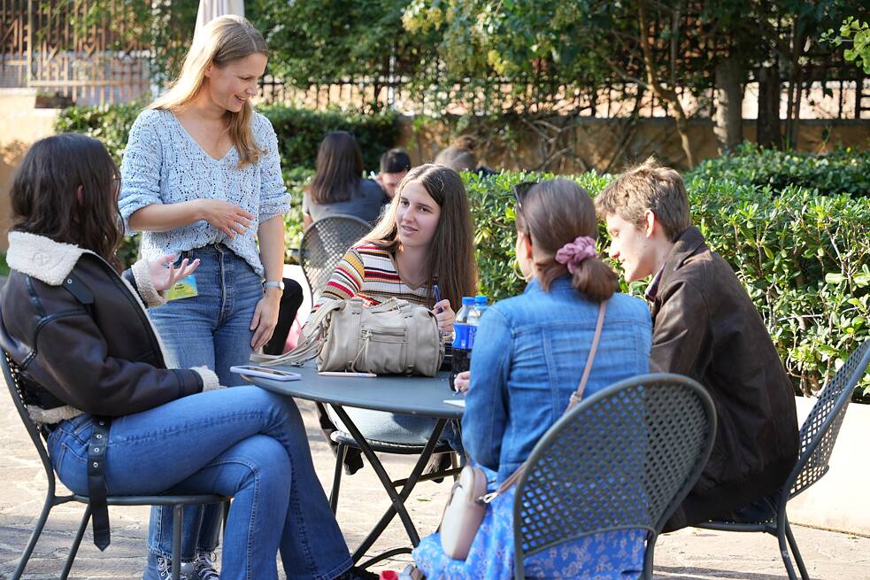 Participants taking part in German lesson