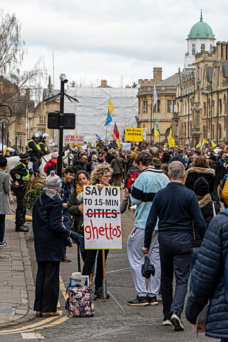 Protest gegen das Konzept der 15-Minuten-Stadt in Oxford