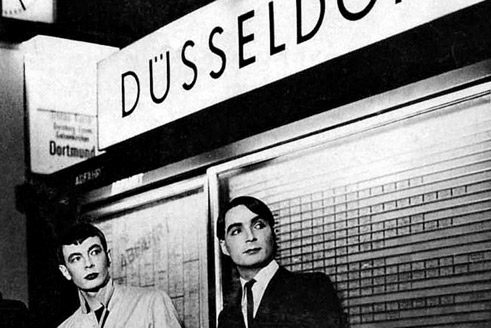 Two members of the band Kraftwerk almost famous at gate 17 of Düsseldorf's railway station.