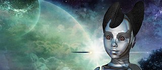 Roboter with Amasunzu haircut in space