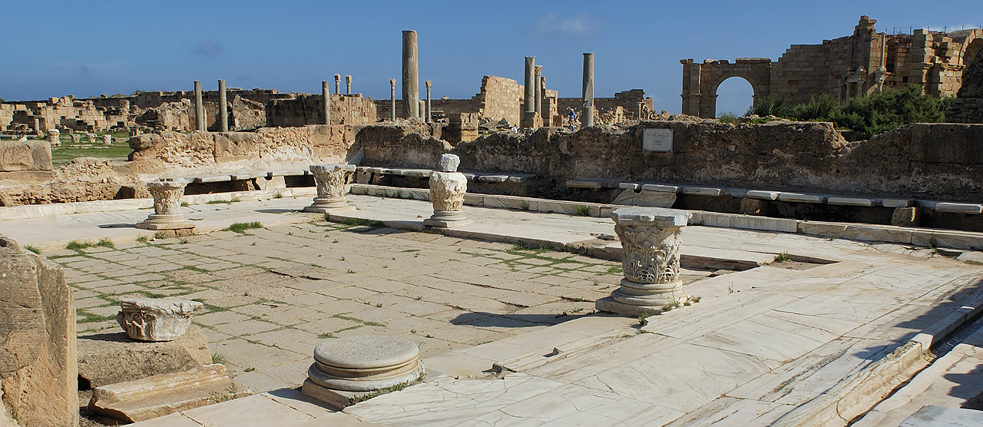Hadriánovy lázně ve městě Leptis Magna , Libye