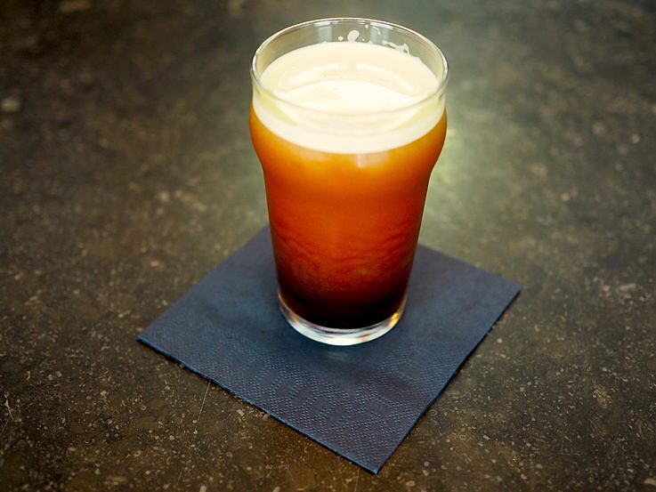 Nitro coffee (on-tap cold brew coffee enriched with nitrogen)