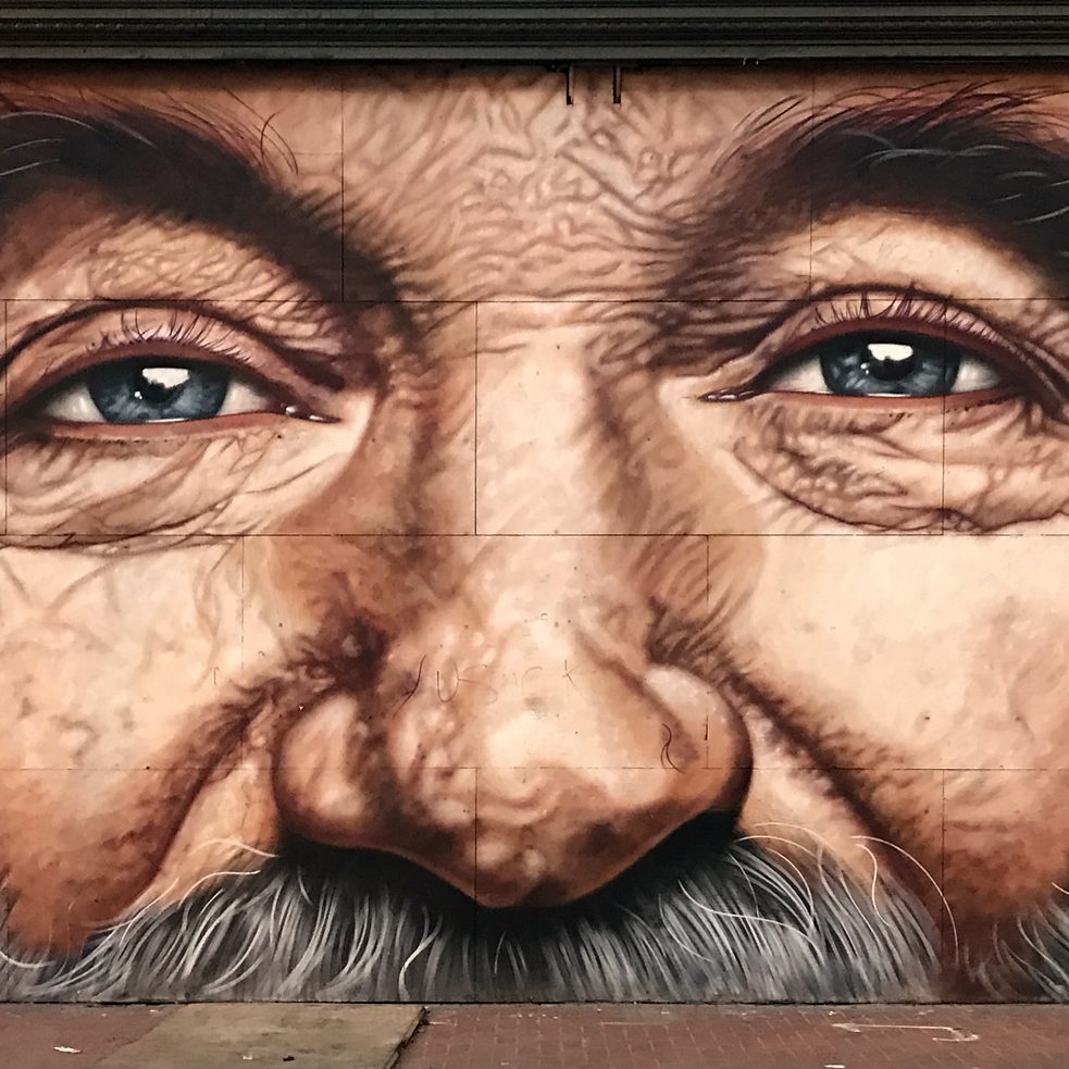 #artbits - „Robin Williams". Mural de Cobre (detalle), 7th y Market Str., en San Francisco.