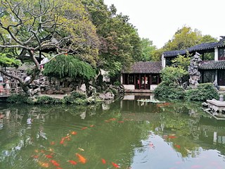 Blick in einen der Gärten, der auch Teil des UNESCO Welterbes ist