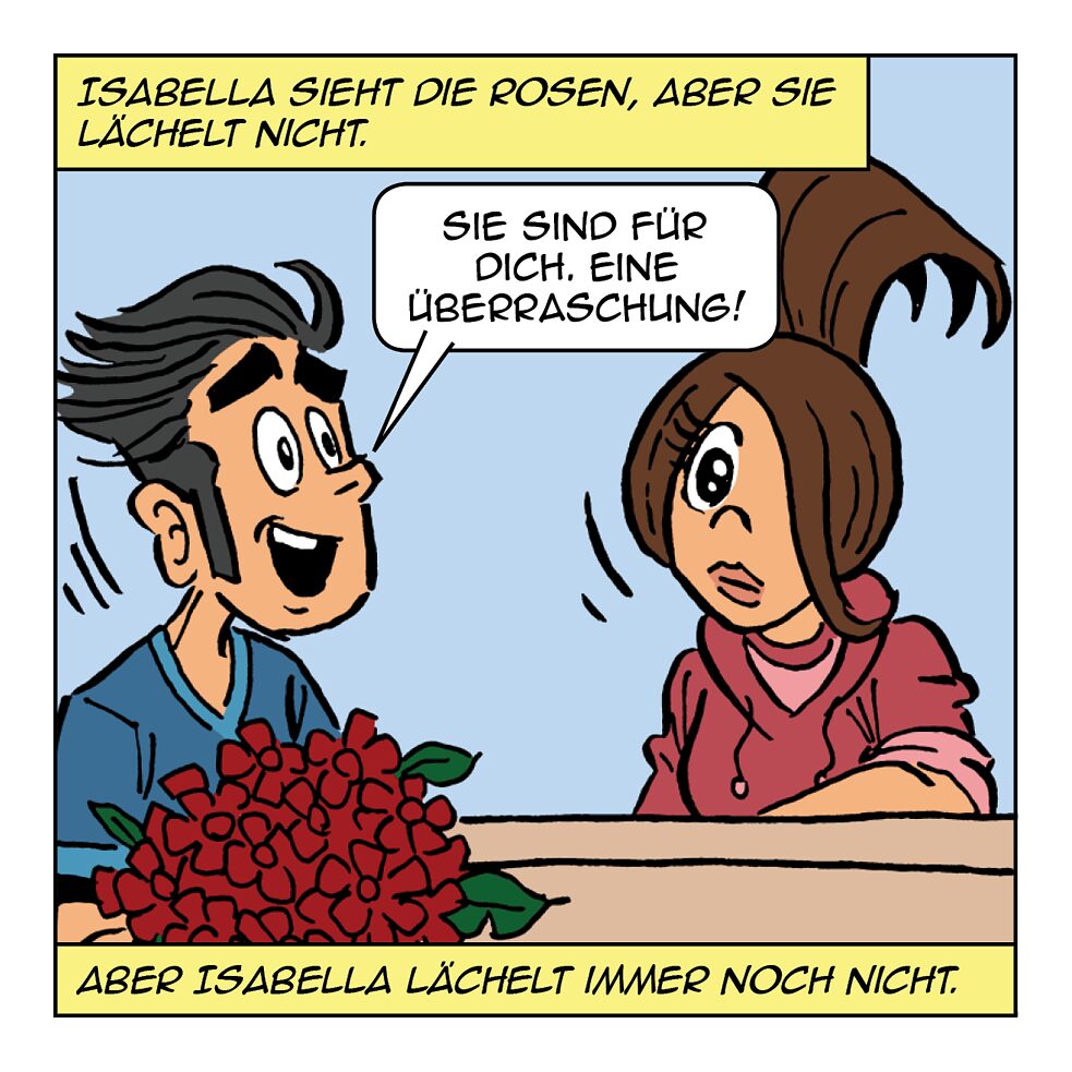Isabella sieht die Rosen