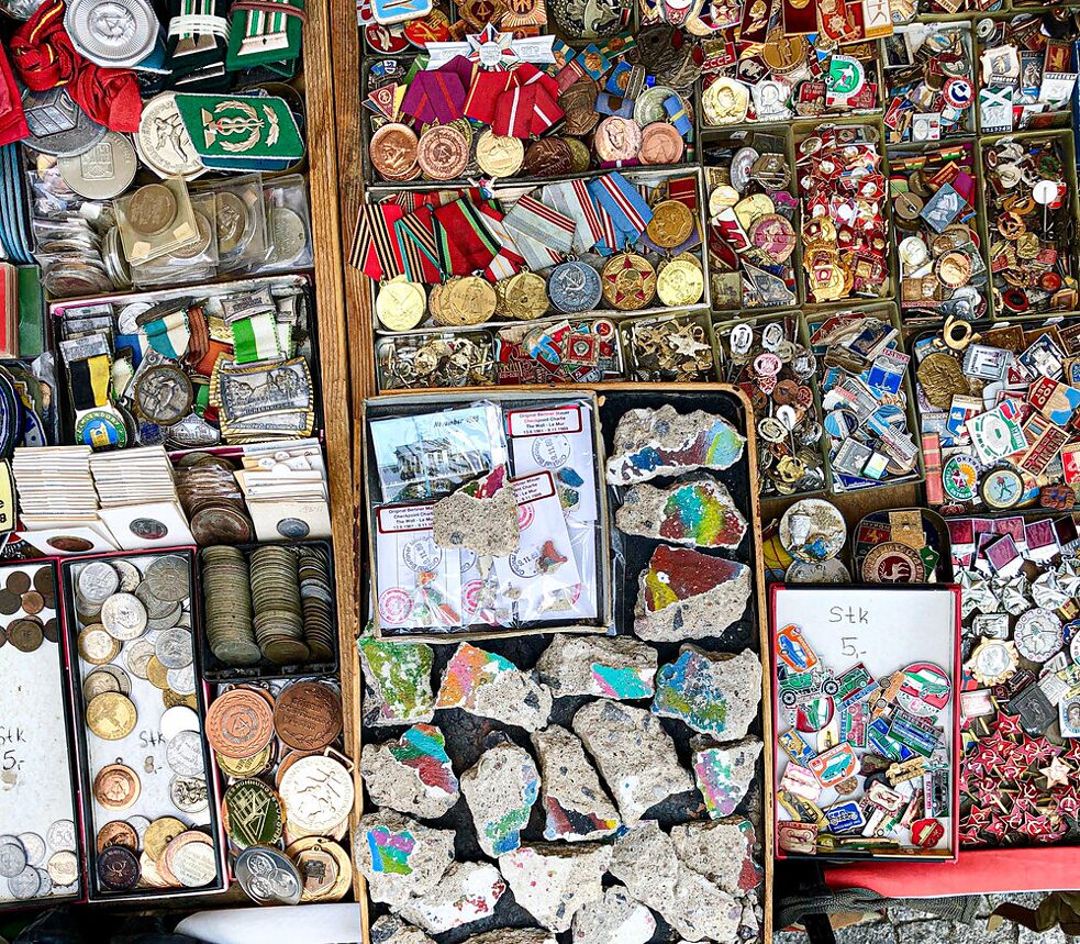 Photo of East German relics at a market
