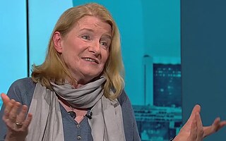 Corinna Hauswedell během rozhovoru na téma brexit v televizi Phoenix
