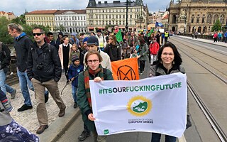 Petr Doubravský na demonstraci za klima v Praze.