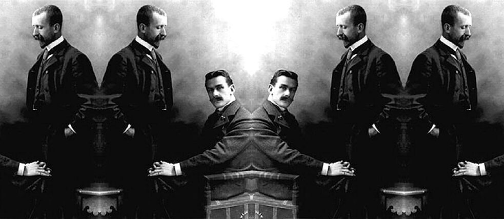 Thomas a Heinrich Mannové v ateliéru Elvira. Kolem roku 1902.
