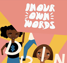 Illustration des Covers der Publikation "In Our Own Words: BIPOC Perspetives in Children's Literature"