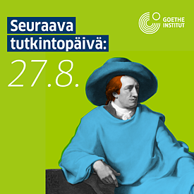 Nächster Prüfungstermin am Goethe-Institut Finnland am 27.8. Eine Illustration von Goethe.