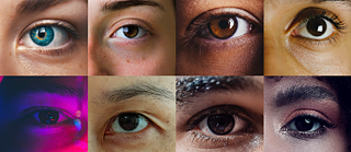 Augen unterschiedlicher Menschen sind zu einem Mosaik aneinander gereiht.