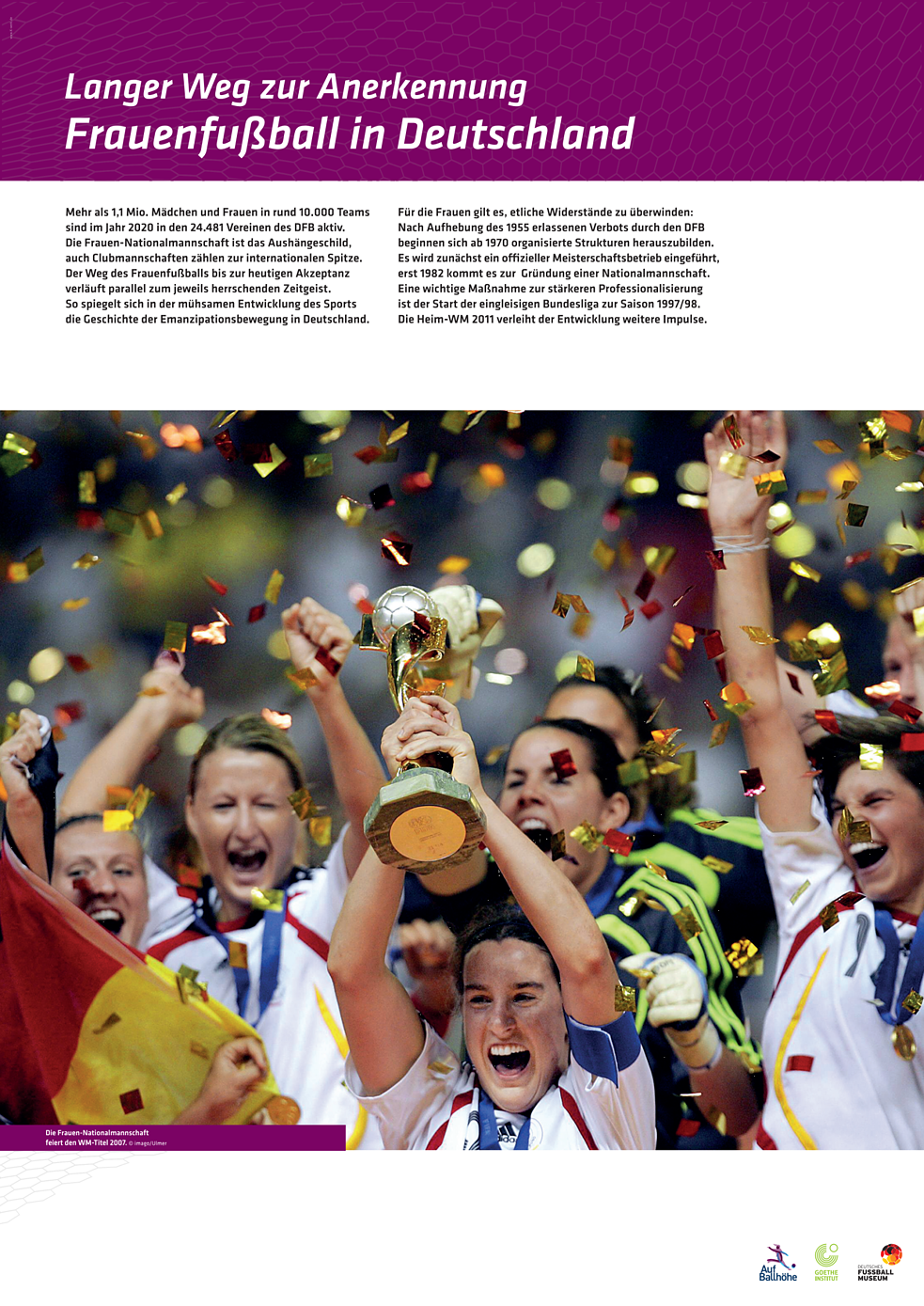 Poster tentang perkembangan sepak bola wanita di Jerman