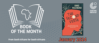 On the left the logo of the "Book of the Month", on the right the cover of "the second verse" by Onke Mazibuko