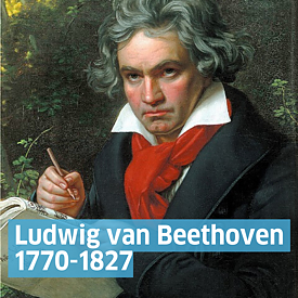 Gemälde von Ludwig van Beethoven mit seinen Lebensdaten