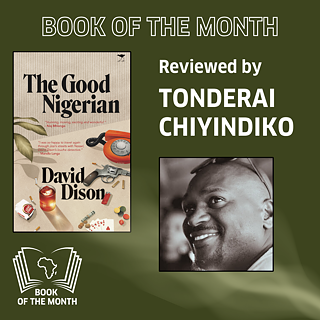 In der linken oberen Ecke ist das Cover von "The Good Nigerian" von David Dison und in der unteren rechten Ecke ein Bild von Tonderai Chiyindiko