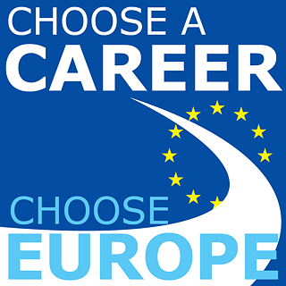 Logo European Career Roadshow saying "Choose a career, choose Europe"