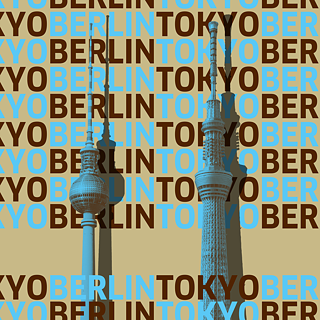 Kombinierte Skyline von Tokyo und Berlin
