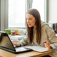 Women focussing on laptop