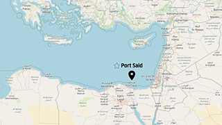 Mapa onde você pode ver onde fica o Porto de Port Said, no Egito.