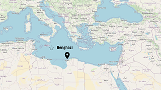 Karte, auf der Sie sehen können, wo sich der Hafen von Benghazi befindet.