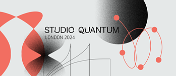 Quantum London logo with red and black abstract artwork