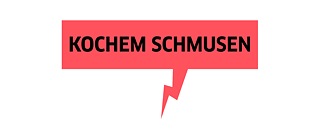 Illustration: red speech bubble with the content “kochem schmusen”