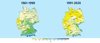 Two maps of Germany showing the development of the snowfall likelihood at Christmas