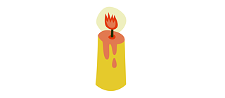 Illustration of a yellow, lit candle