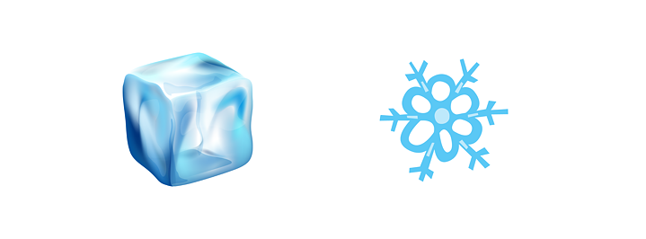 An ice cube and a snowflake