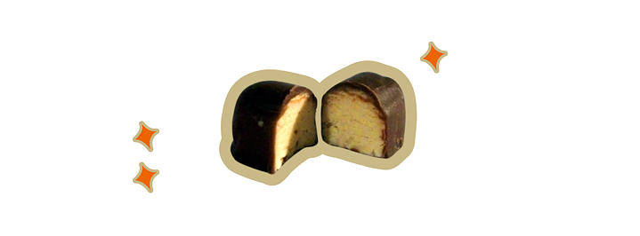 Two chocolate-covered marzipan confections