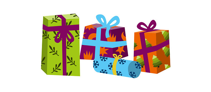 Illustration of different sized gifts